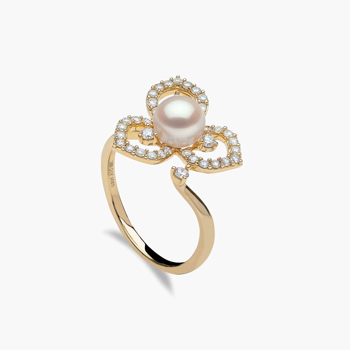 Petal 18K Gold Pearl and Diamond Ring
